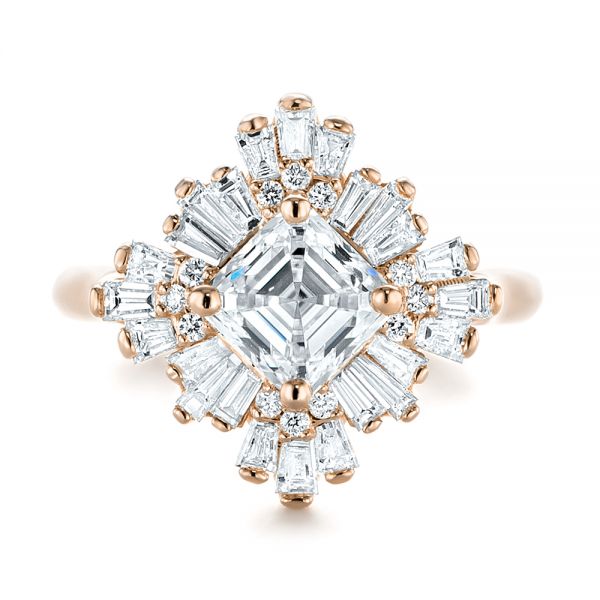 14k Rose Gold 14k Rose Gold Custom Vintage Style Asscher Diamond Engagement Ring - Top View -  104398