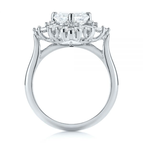 14k White Gold 14k White Gold Custom Vintage Style Asscher Diamond Engagement Ring - Front View -  104398