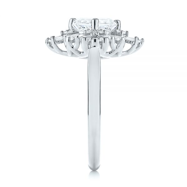  Platinum Platinum Custom Vintage Style Asscher Diamond Engagement Ring - Side View -  104398
