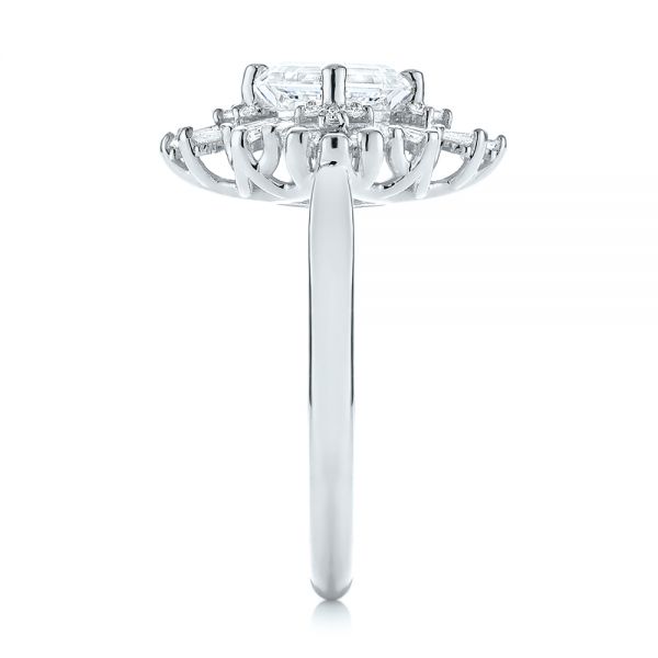 Platinum Platinum Custom Vintage Style Asscher Diamond Engagement Ring - Side View - 104398