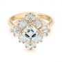 14k Yellow Gold 14k Yellow Gold Custom Vintage Style Asscher Diamond Engagement Ring - Flat View -  104398 - Thumbnail