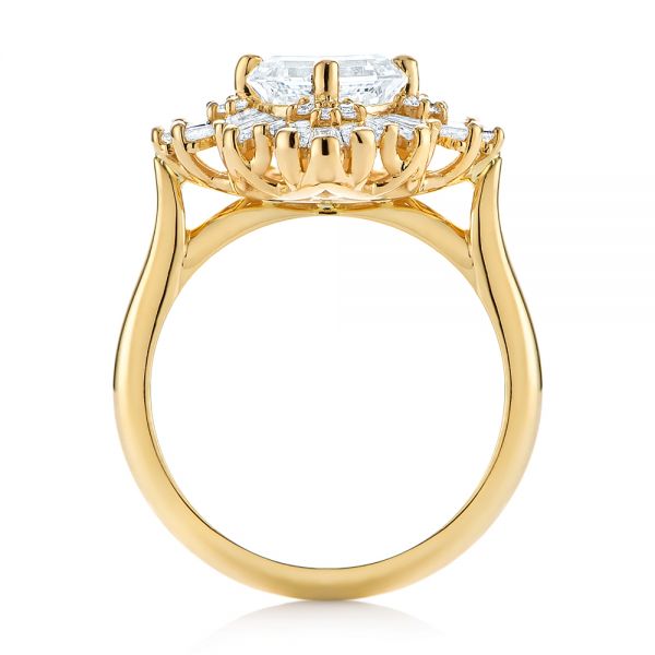 18k Yellow Gold Custom Vintage Style Asscher Diamond Engagement Ring - Front View -  104398