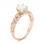18k Rose Gold 18k Rose Gold Custom Vintage Style Diamond Engagement Ring - Three-Quarter View -  103460 - Thumbnail