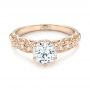 18k Rose Gold 18k Rose Gold Custom Vintage Style Diamond Engagement Ring - Flat View -  103460 - Thumbnail