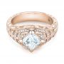 14k Rose Gold 14k Rose Gold Custom Vintage Style Diamond Engagement Ring - Flat View -  104784 - Thumbnail