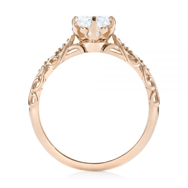 18k Rose Gold 18k Rose Gold Custom Vintage Style Diamond Engagement Ring - Front View -  103460