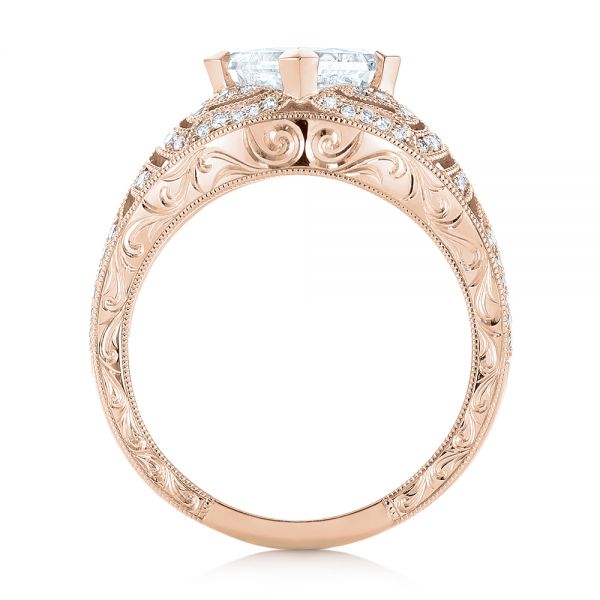 14k Rose Gold 14k Rose Gold Custom Vintage Style Diamond Engagement Ring - Front View -  104784