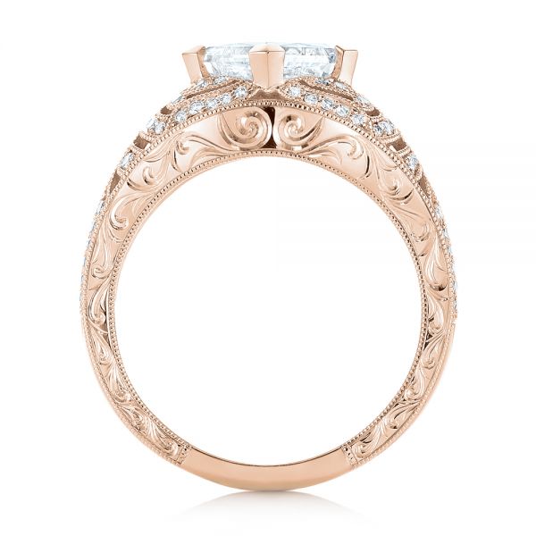 18k Rose Gold 18k Rose Gold Custom Vintage Style Diamond Engagement Ring - Front View - 104784