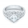 14k White Gold Custom Vintage Style Diamond Engagement Ring - Flat View -  104784 - Thumbnail