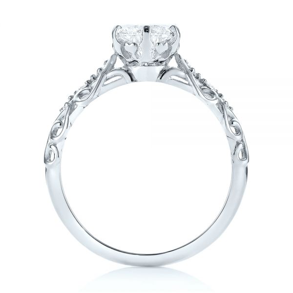 14k White Gold 14k White Gold Custom Vintage Style Diamond Engagement Ring - Front View -  103460