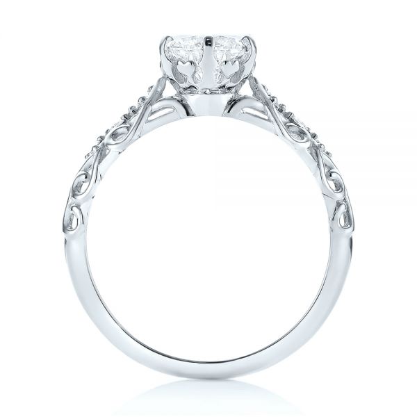 Platinum Platinum Custom Vintage Style Diamond Engagement Ring - Front View - 103460