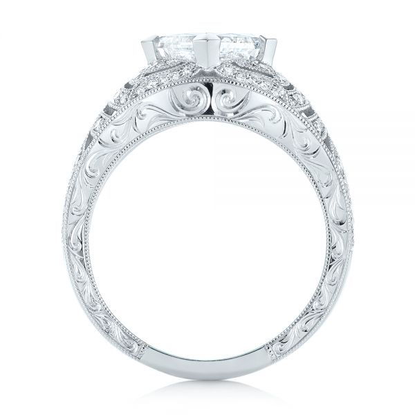  Platinum Platinum Custom Vintage Style Diamond Engagement Ring - Front View -  104784