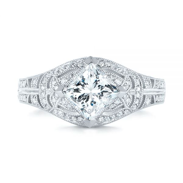  Platinum Platinum Custom Vintage Style Diamond Engagement Ring - Top View -  104784