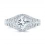 14k White Gold Custom Vintage Style Diamond Engagement Ring - Top View -  104784 - Thumbnail