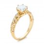 18k Yellow Gold Custom Vintage Style Diamond Engagement Ring - Three-Quarter View -  103460 - Thumbnail