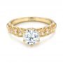 18k Yellow Gold Custom Vintage Style Diamond Engagement Ring - Flat View -  103460 - Thumbnail