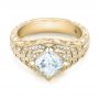 18k Yellow Gold 18k Yellow Gold Custom Vintage Style Diamond Engagement Ring - Flat View -  104784 - Thumbnail