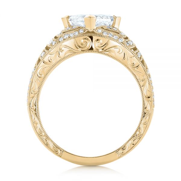 18k Yellow Gold 18k Yellow Gold Custom Vintage Style Diamond Engagement Ring - Front View -  104784