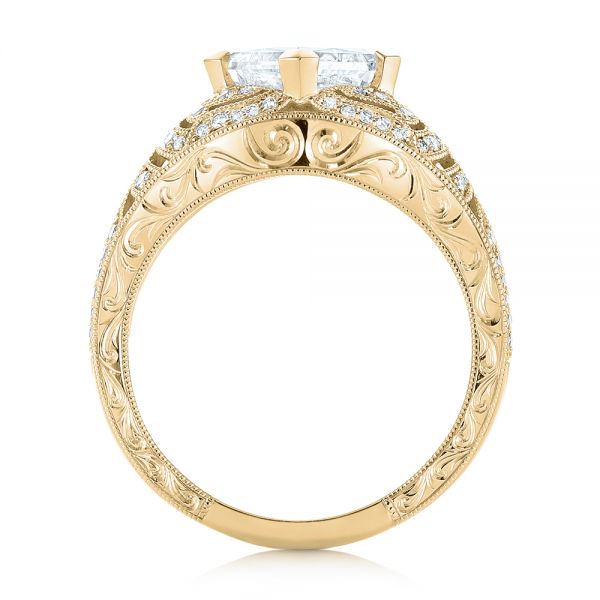 14k Yellow Gold 14k Yellow Gold Custom Vintage Style Diamond Engagement Ring - Front View -  104784