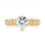 18k Yellow Gold Custom Vintage Style Diamond Engagement Ring - Top View -  103460 - Thumbnail