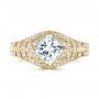 18k Yellow Gold 18k Yellow Gold Custom Vintage Style Diamond Engagement Ring - Top View -  104784 - Thumbnail