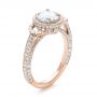 14k Rose Gold 14k Rose Gold Custom White Pearl And Diamond Halo Engagement Ring - Three-Quarter View -  102162 - Thumbnail