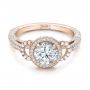 14k Rose Gold 14k Rose Gold Custom White Pearl And Diamond Halo Engagement Ring - Flat View -  102162 - Thumbnail
