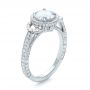  Platinum Platinum Custom White Pearl And Diamond Halo Engagement Ring - Three-Quarter View -  102162 - Thumbnail