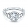  Platinum Platinum Custom White Pearl And Diamond Halo Engagement Ring - Flat View -  102162 - Thumbnail