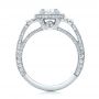 14k White Gold Custom White Pearl And Diamond Halo Engagement Ring - Front View -  102162 - Thumbnail