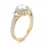 14k Yellow Gold 14k Yellow Gold Custom White Pearl And Diamond Halo Engagement Ring - Three-Quarter View -  102162 - Thumbnail