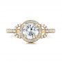 14k Yellow Gold 14k Yellow Gold Custom White Pearl And Diamond Halo Engagement Ring - Top View -  102162 - Thumbnail