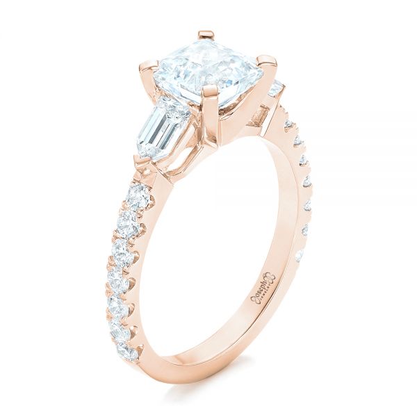 18k Rose Gold 18k Rose Gold Custom White Sapphire And Diamond Engagement Ring - Three-Quarter View - 102687