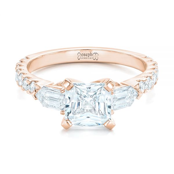 18k Rose Gold 18k Rose Gold Custom White Sapphire And Diamond Engagement Ring - Flat View - 102687