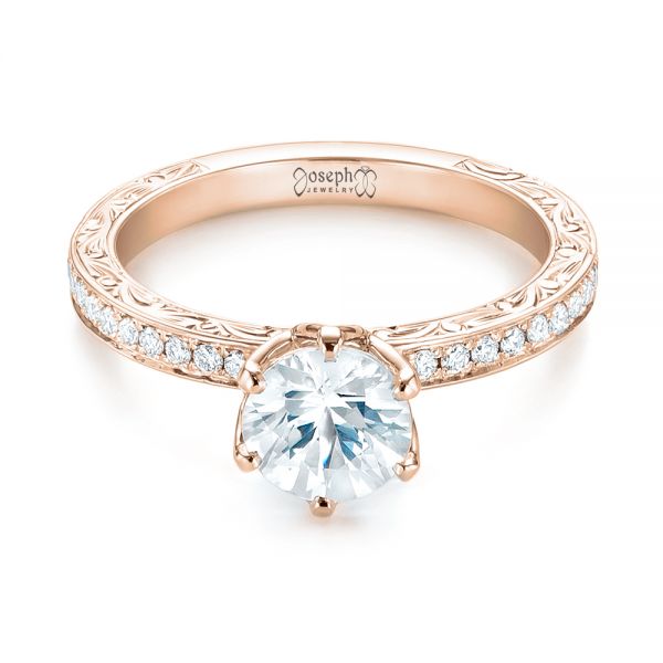 14k Rose Gold 14k Rose Gold Custom White Sapphire And Diamond Engagement Ring - Flat View -  103211