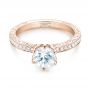18k Rose Gold 18k Rose Gold Custom White Sapphire And Diamond Engagement Ring - Flat View -  103211 - Thumbnail