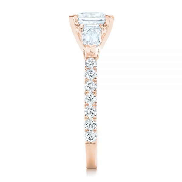 18k Rose Gold 18k Rose Gold Custom White Sapphire And Diamond Engagement Ring - Side View - 102687