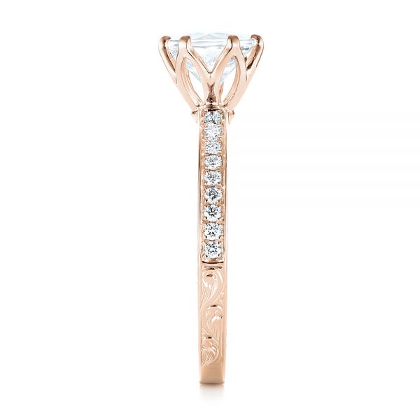 18k Rose Gold 18k Rose Gold Custom White Sapphire And Diamond Engagement Ring - Side View -  103211