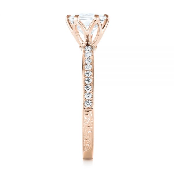 14k Rose Gold 14k Rose Gold Custom White Sapphire And Diamond Engagement Ring - Side View - 103211