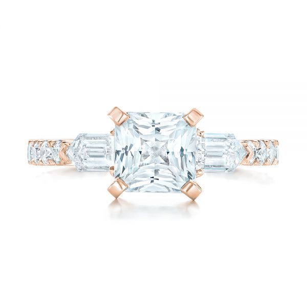 18k Rose Gold 18k Rose Gold Custom White Sapphire And Diamond Engagement Ring - Top View -  102687