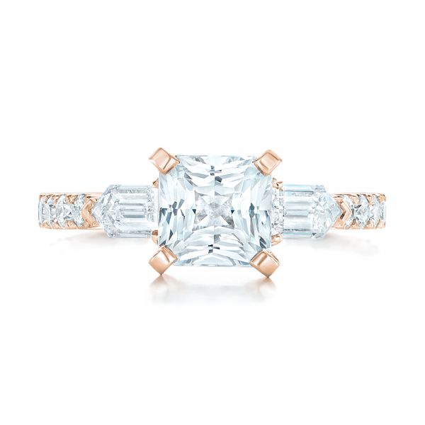 18k Rose Gold 18k Rose Gold Custom White Sapphire And Diamond Engagement Ring - Top View - 102687