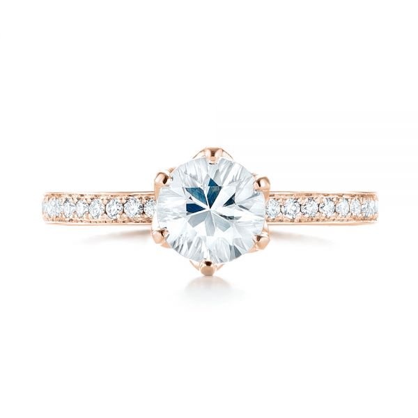 14k Rose Gold 14k Rose Gold Custom White Sapphire And Diamond Engagement Ring - Top View -  103211
