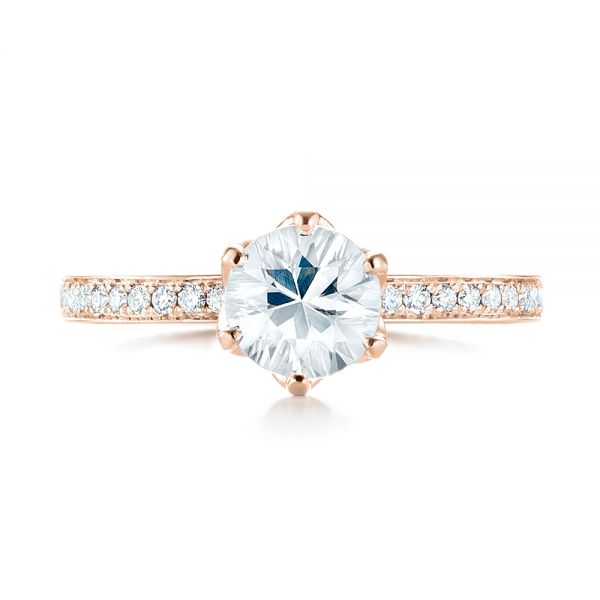 14k Rose Gold 14k Rose Gold Custom White Sapphire And Diamond Engagement Ring - Top View - 103211