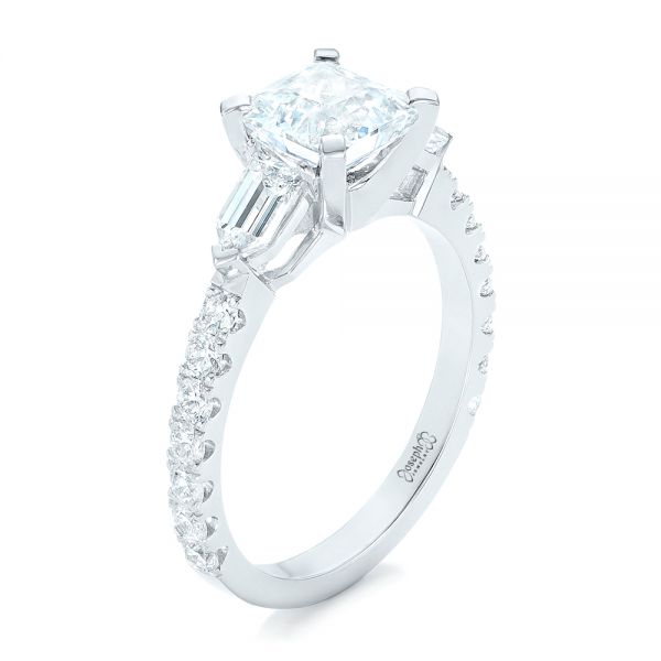 Custom White Sapphire and Diamond Engagement Ring - Image