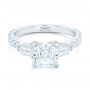 14k White Gold 14k White Gold Custom White Sapphire And Diamond Engagement Ring - Flat View -  102687 - Thumbnail