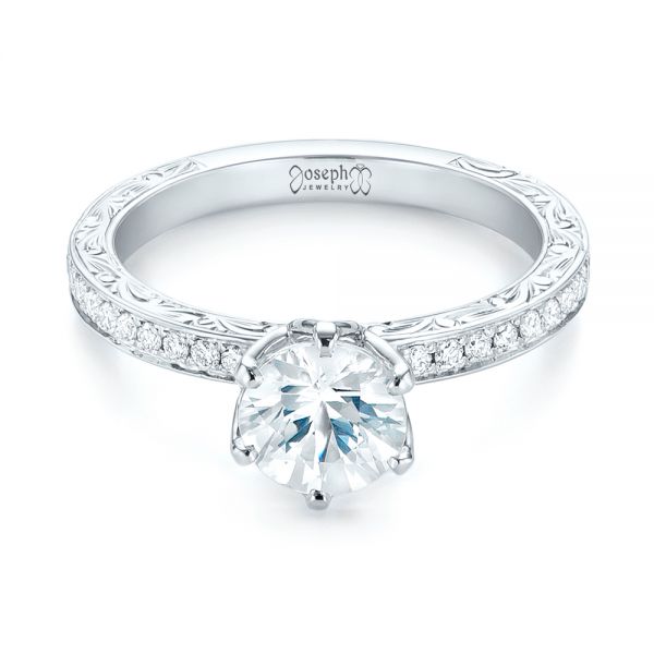  Platinum Platinum Custom White Sapphire And Diamond Engagement Ring - Flat View -  103211