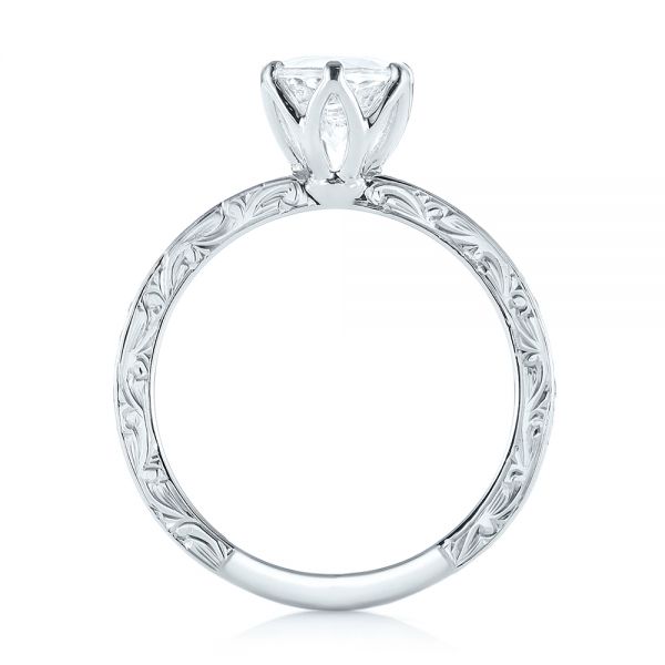 14k White Gold Custom White Sapphire And Diamond Engagement Ring - Front View -  103211