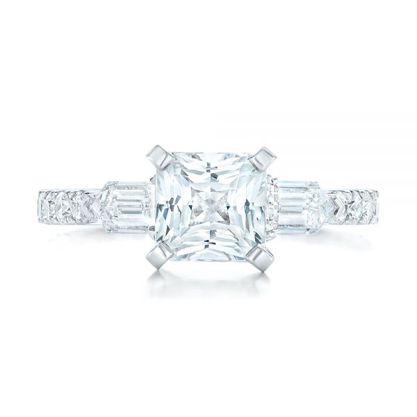 18k White Gold 18k White Gold Custom White Sapphire And Diamond Engagement Ring - Top View -  102687