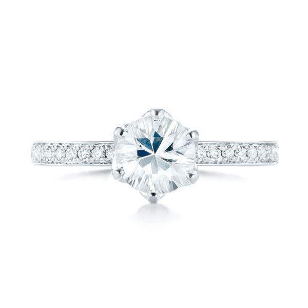  Platinum Platinum Custom White Sapphire And Diamond Engagement Ring - Top View -  103211