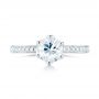 14k White Gold Custom White Sapphire And Diamond Engagement Ring - Top View -  103211 - Thumbnail